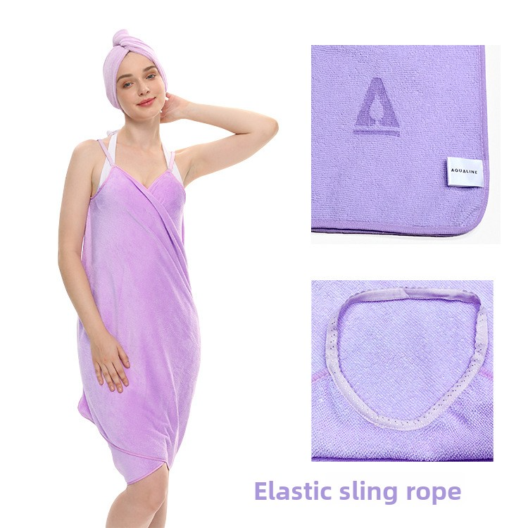 Premium Sling Bathrobe - Ultra-Soft Microfiber Post-Shower Wrap, Lightweight & Quick-Dry, Adjustable Straps For Women (Pink/Lavender, M-L Size)_voghion.com