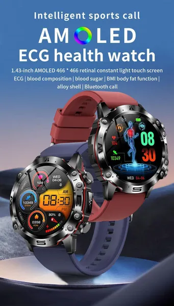 New AI Smart Watch For Men&Women – Blood Glucose/Lipid/Uric Acid Monitor ECG+PPG Health Tracker Display Fitness Smartwatch With Medical Diagnosis_voghion.com