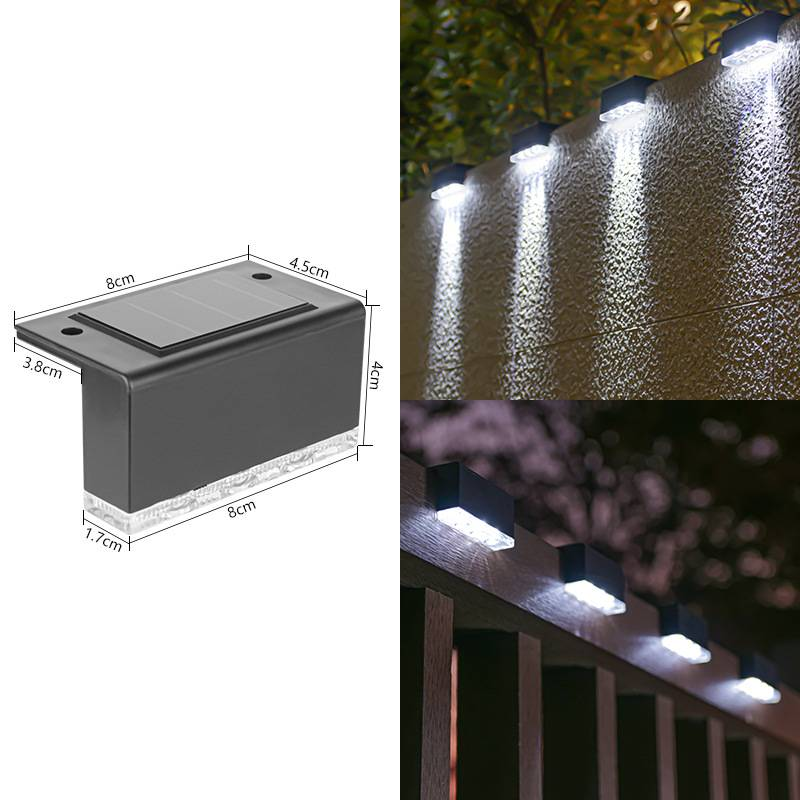 Luci solari per gradini da esterno, luci per scale da giardino con 3 LED, illuminazione impermeabile per recinzioni, scale, ringhiere, muri e vialetti (luce bianca)_voghion.com
