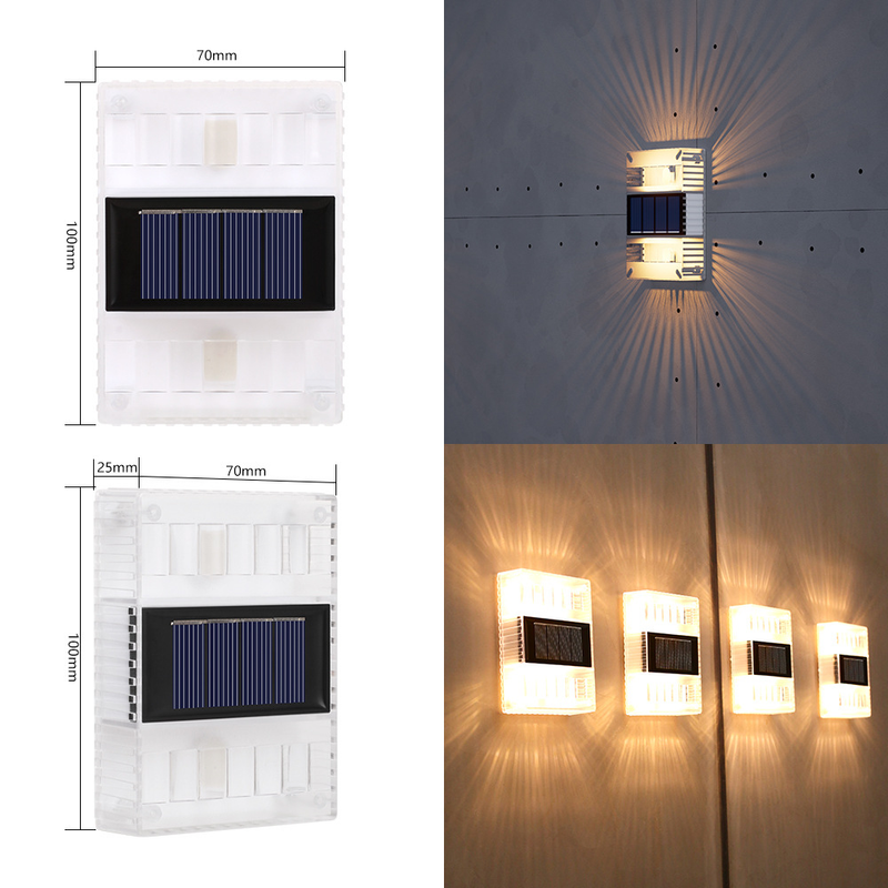 6LED Solar Wall Light With Up & Down Glow, Waterproof Outdoor Garden Decor, Warm/White/Color Light Options_voghion.com