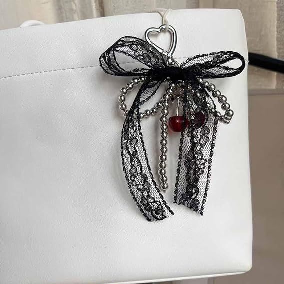 Damen Y2K Schleife Schlüsselanhänger Tasche Charm Band Metall Retro Accessoires_voghion.com