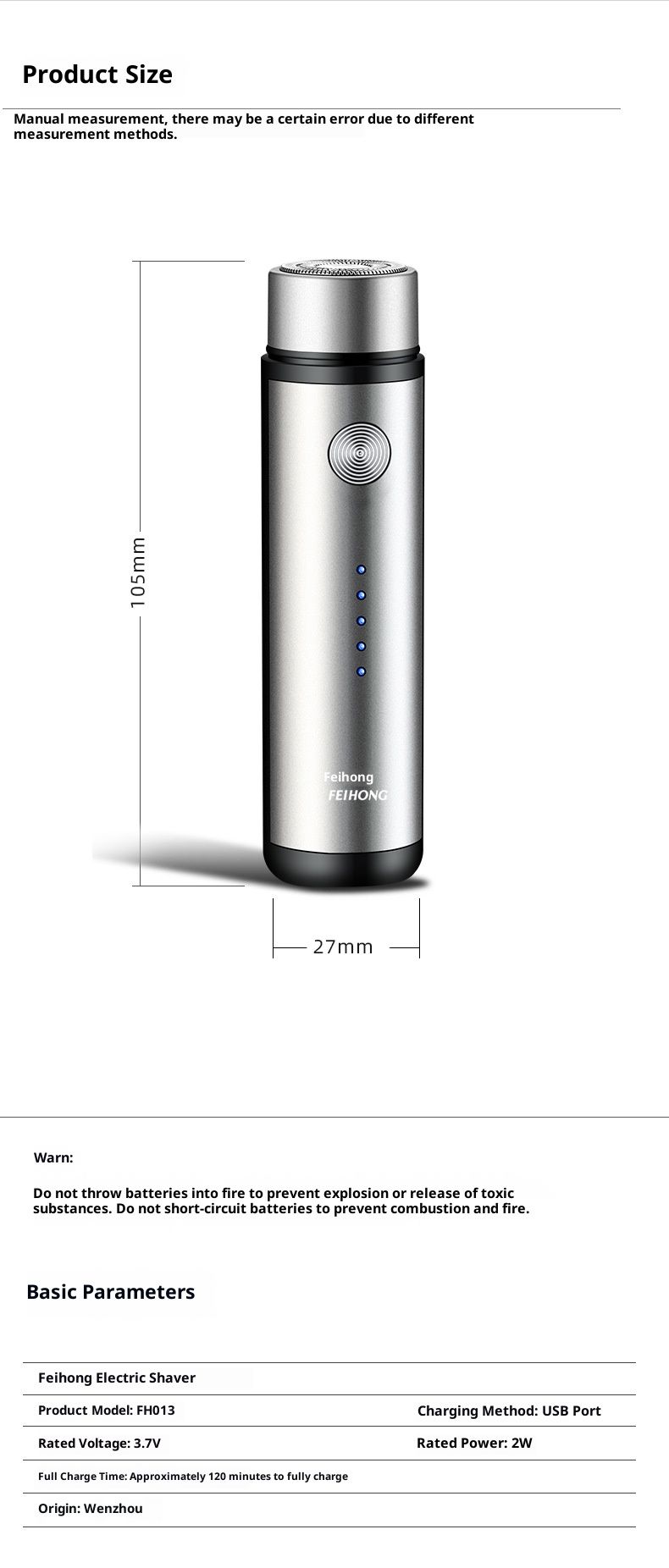 Mini USB Rechargeable Shaver – LED Display Rotary Razor For Men & Women (Detachable Washable Head, 60min Runtime)_voghion.com