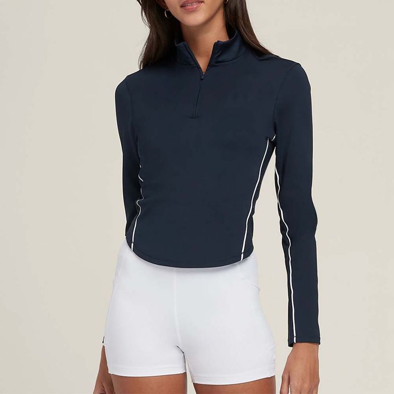 High-quality Slim-fitting Long-sleeved Yoga Women's Breathable Slim-fitting Sports Zipper Golf Tennis Top With A Nude Feel_voghion.com