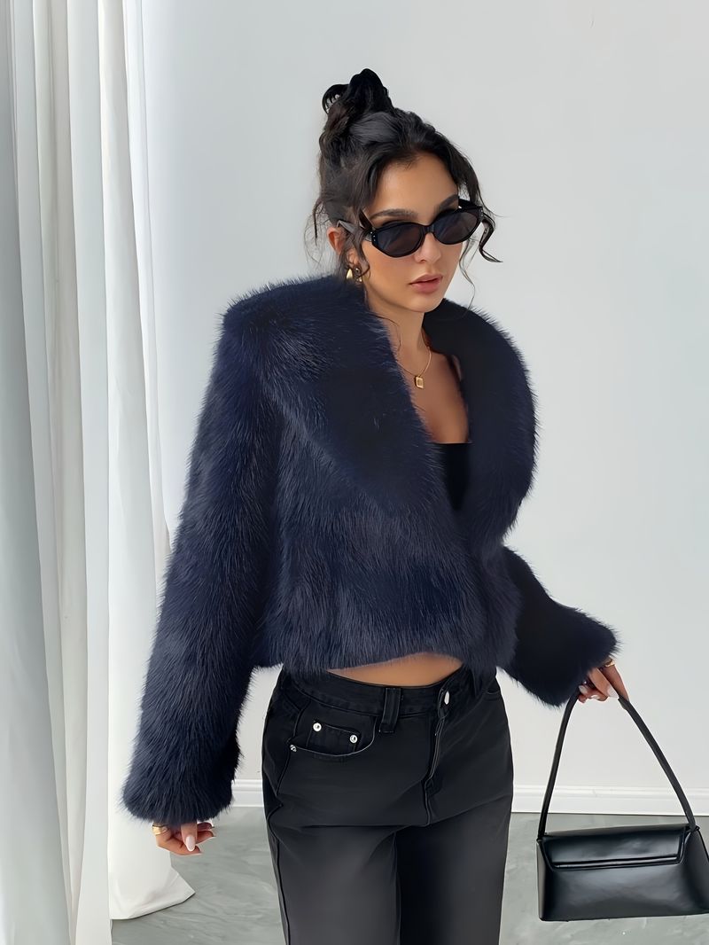 Giacca invernale da donna, calda e spessa, con chiusura a ombelico, vestibilità aderente, silhouette a trapezio, collo con revers, corta_voghion.com
