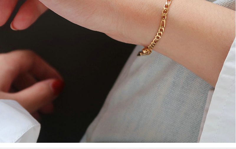 Trendy Figaro Fashion Galvanisierter Schmuck Vergoldeter Edelstahl Dünn Gestapeltes Kettenarmband Für Damen_voghion.com