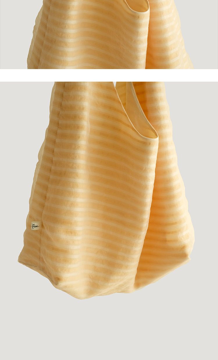 Borsa a tracolla multifunzionale casual dal design minimalista e di grande capacità, in tulle multistrato a righe_voghion.com