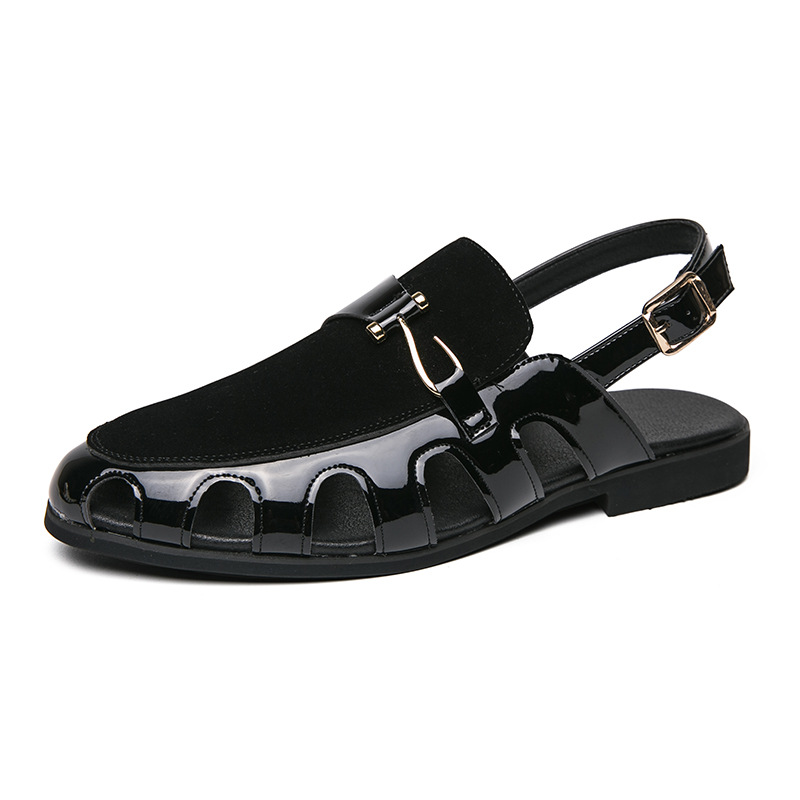 Sandali con dita di grandi dimensioni di qualità imbattibile, scarpe estive traspiranti e traforate da spiaggia, scarpe casual da uomo in pelle con fibbia 1220-1_voghion.com