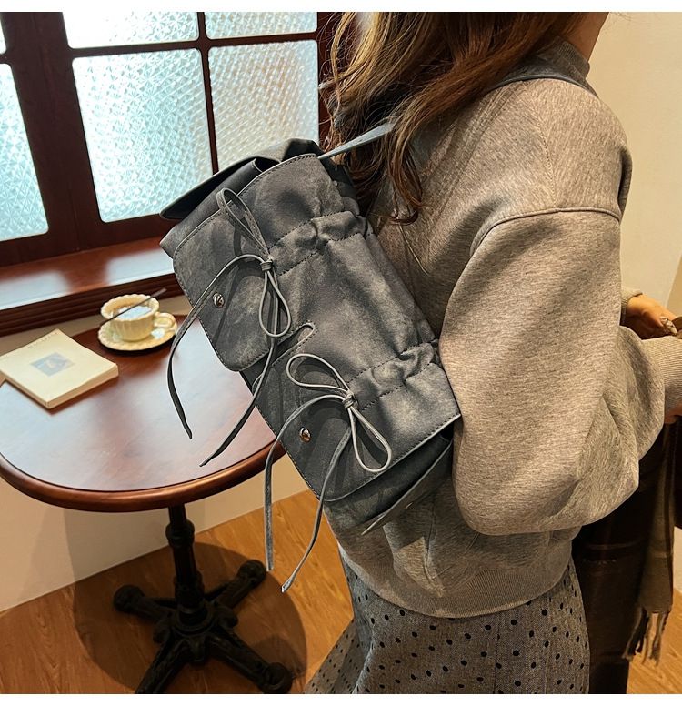 Borsa a mano con fiocco retrò in tinta unita per donna, borsa a tracolla alla moda, versatile borsa da ascella in stile western_voghion.com