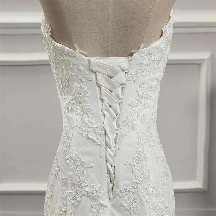 European and American wedding dress 2025 new style tube top slim fishtail trailing sweet lace French bride going out light wedding dress female_voghion.com