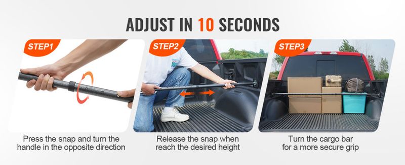 VEVOR Cargo Bar, Truck Bed Bar Adjustable from 40" to 73", Heavy-duty Steel Cargo Stabilizer Bar with 220 lbs Capacity, Truck Load Bar Stop Sliding fo_voghion.com