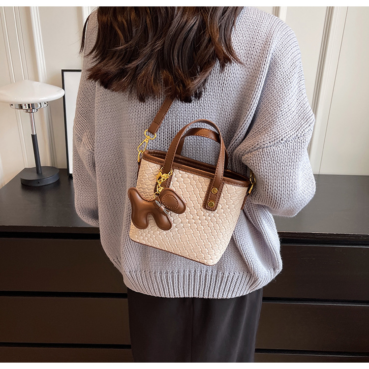 Borsa a secchiello di tendenza transfrontaliera borsa da donna alla moda semplice borsa a tracolla a tracolla borsa in tessuto trasporto di goccia in un unico pezzo_voghion.com