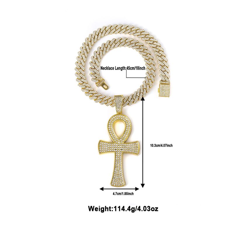 Pingente de chave de diamante completo personalizado liga colar acessórios fivela de segurança hip hop corrente cubana_voghion.com