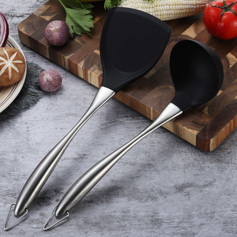 Pala de silicona especial antiadherente, juego de utensilios de cocina para saltear el hogar resistente al calor, cuchara para sopa, pala para freír no_voghion.com