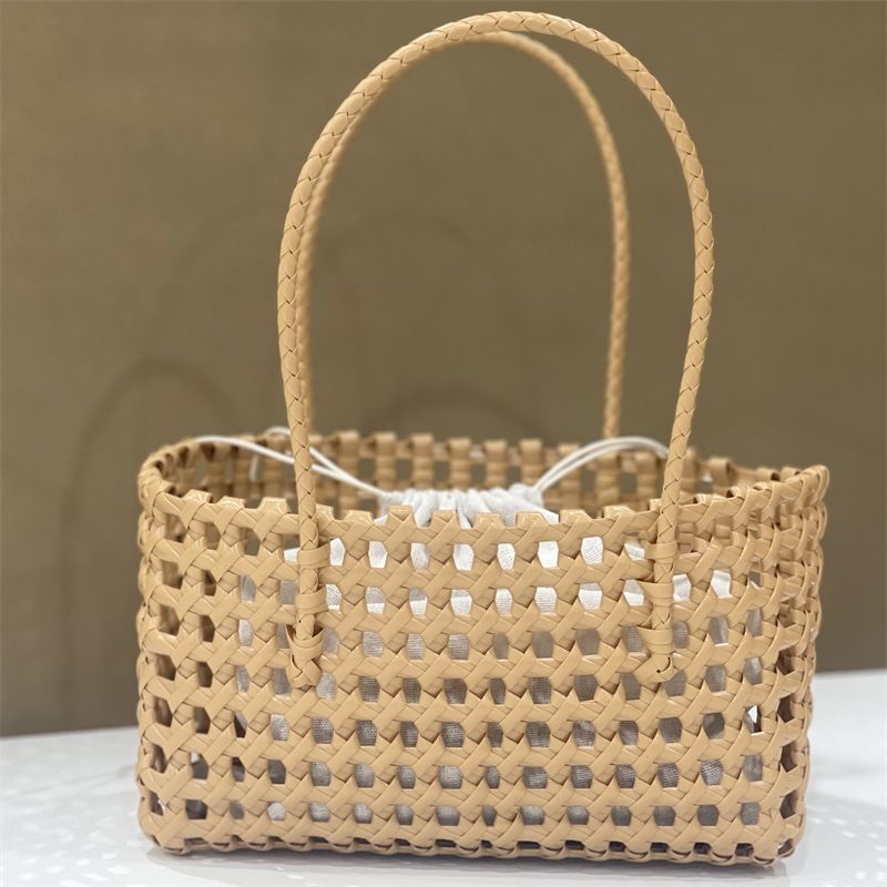 Borsa a tracolla singola in plastica alla moda, con cestino intrecciato francese, per le vacanze e la spiaggia, per le donne_voghion.com