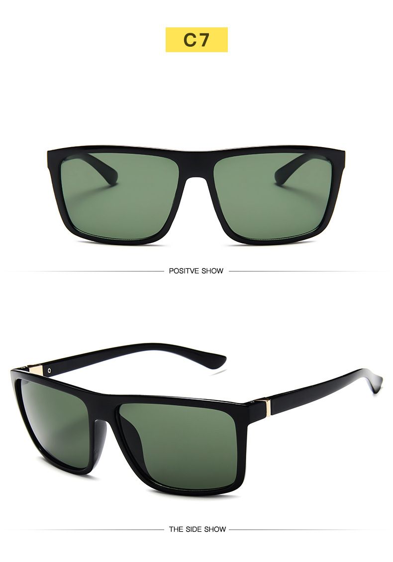 VOOTHOST Occhiali da sole polarizzati quadrati neri classici da uomo alla moda con specchio blu Occhiali da sole unisex vintage antiriflesso per la guida UV400 F0078_voghion.com