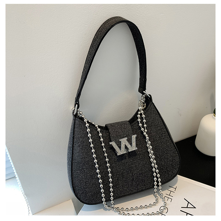 Factory Wholesale 2023 New Homeless Bag Women's Single Shoulder Messenger bag Crescent handbag rhinestone buckle armpit bag_voghion.com