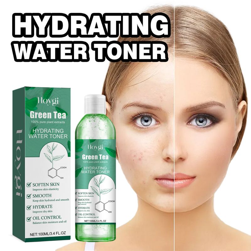 Tónico hidratante de té verde Hoygi para la piel, suave y radiante, limpiador de marcas de acné, transparente e hidratante, no graso_voghion.com