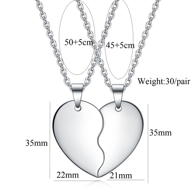 Modische kombinierte Halskette mit Halbherzanhängern und Kette aus Edelstahl für Liebhaber_voghion.com