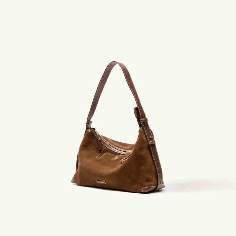 Yamashita Arimatsu Autumn Winter Hobo Crossbody Suede Dumpling Light Luxury Niche Genuine Leather High-end Vegetable_voghion.com