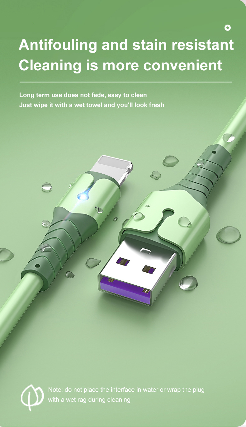 5A 8-poliges USB-Kabel für iPhone 14 13 12 Mini 12 Pro Max X XR 11 XS 8 7 6s Flüssigsilikon-Ladekabel für Mo_voghion.com