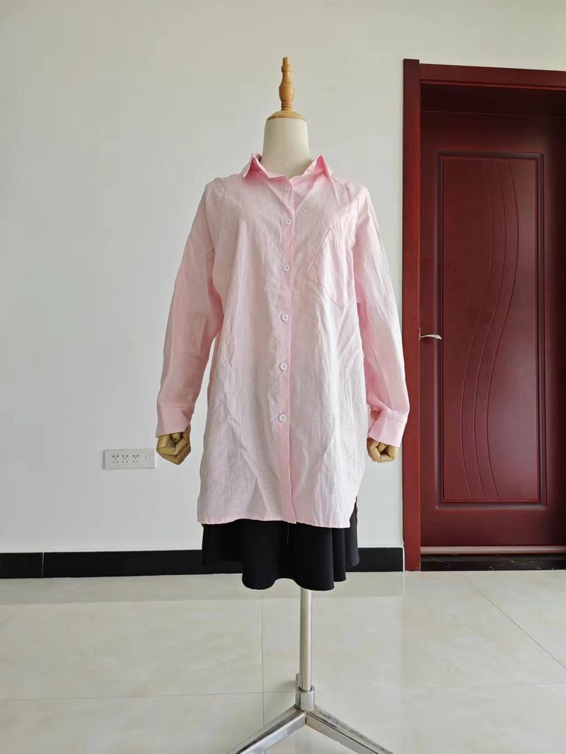 Camicia in lino e cotone dalla vestibilità ampia per donna_voghion.com