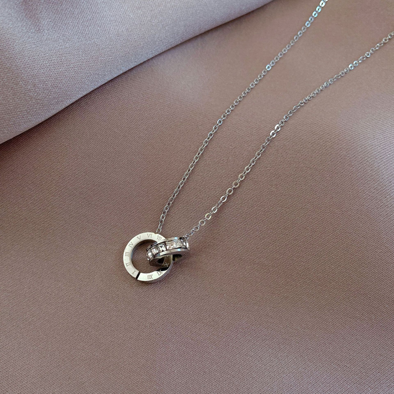 Collana con numeri romani di moda coreana KPOP in acciaio inossidabile per donna Pendenti placcati in oro classico con catena di clavicola_voghion.com