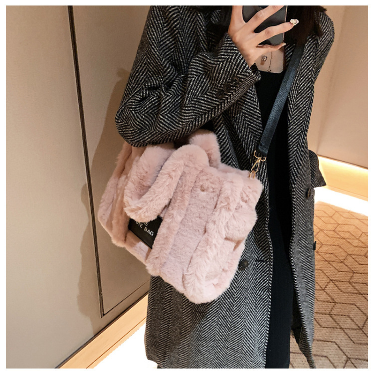 Nuova borsa in finta pelliccia di coniglio autunno e inverno, borsa tote di grande capacità, borsa a tracolla coreana, borsa in peluche_voghion.com