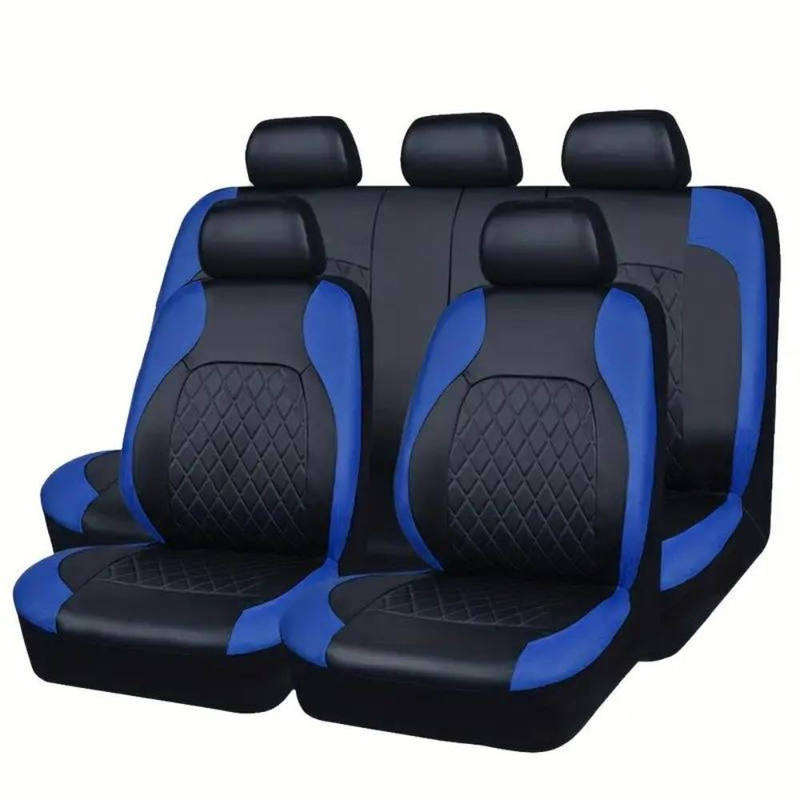 Upgrade Your Car Interior with 9Pcs/Set Quilted Leather Thread Pressing Seat Covers - Airbag Compatible & Breathable!_voghion.com