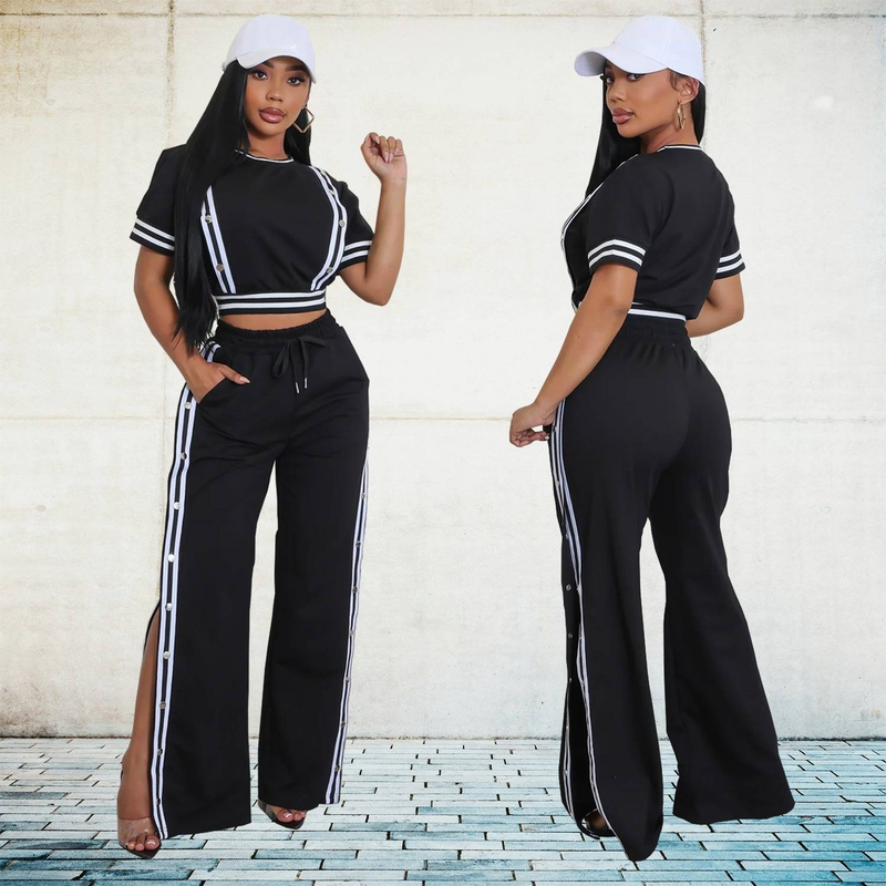 Damenbekleidung Mode Damenbekleidung Trend Weites Bein Lockere Freizeithose Zweiteiliges Set_voghion.com