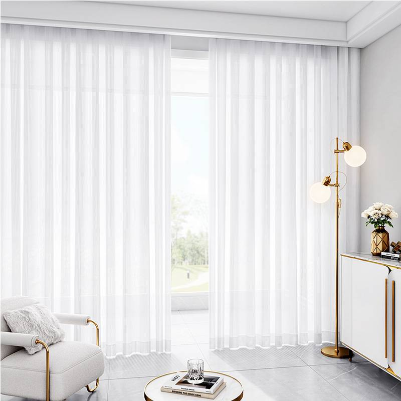 New Sheer Voile Curtains Light Filtering Vertical Stripe Window Drapes Window Translucent But Not See Through Elegant White Blinds Style Sheers_voghion.com