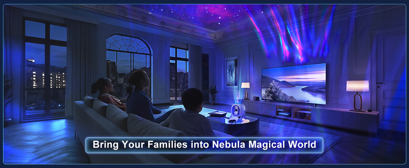 Projektor galaktyki z efektem zorzy polarnej z 2 astronautami - Lander Aurora Kids Night Light, zasilany przez USB, pilot zdalnego sterowania i timer,_voghion.com