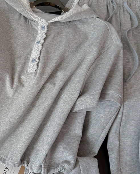DameskledingKlein, mode, casual pak, effen kleur, trui met korte mouwen, sportbroek, casual tweedelig pak_voghion.com