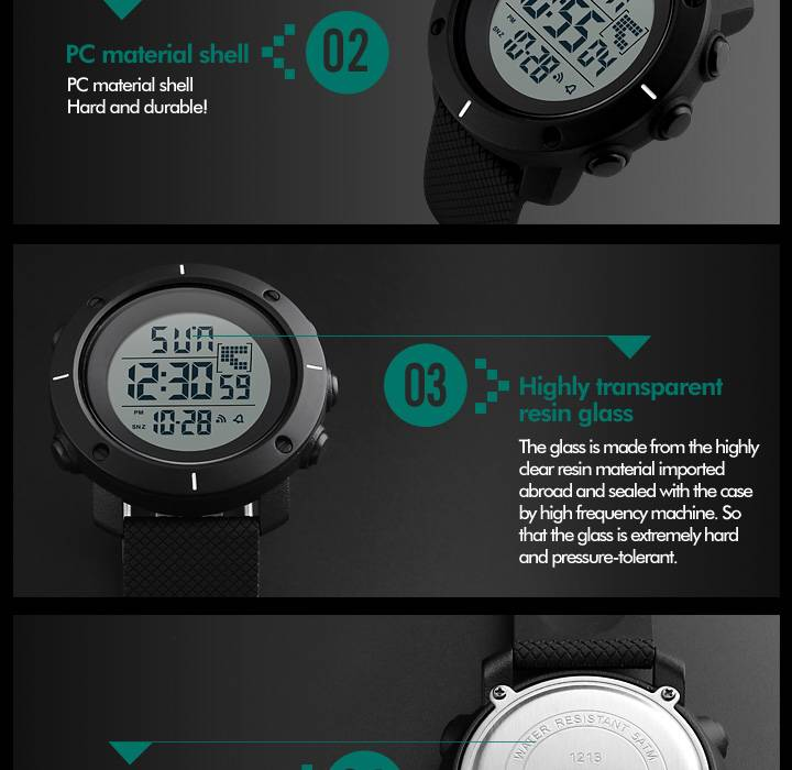 1213 Smartwatch: 50M Waterproof, Digital Display, Fitness Tracker Sports-ready Design Black Durable Strap_voghion.com