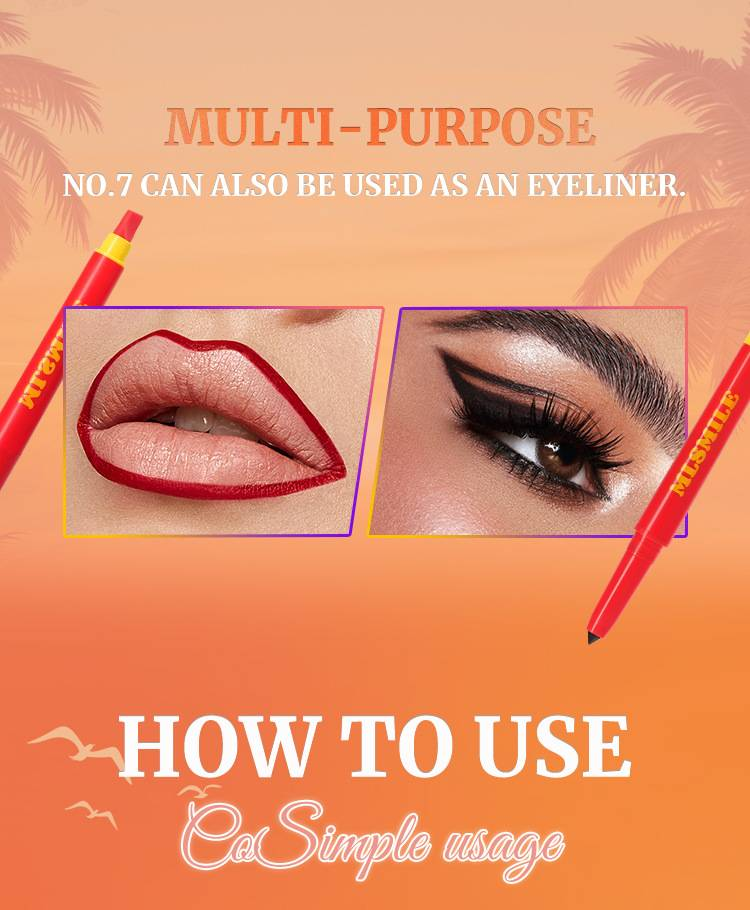 MLSMILE Dual-ended Silicone Lip Liner: Waterproof, Non-staining, Smooth Lip Liner & Lipstick Pen_voghion.com