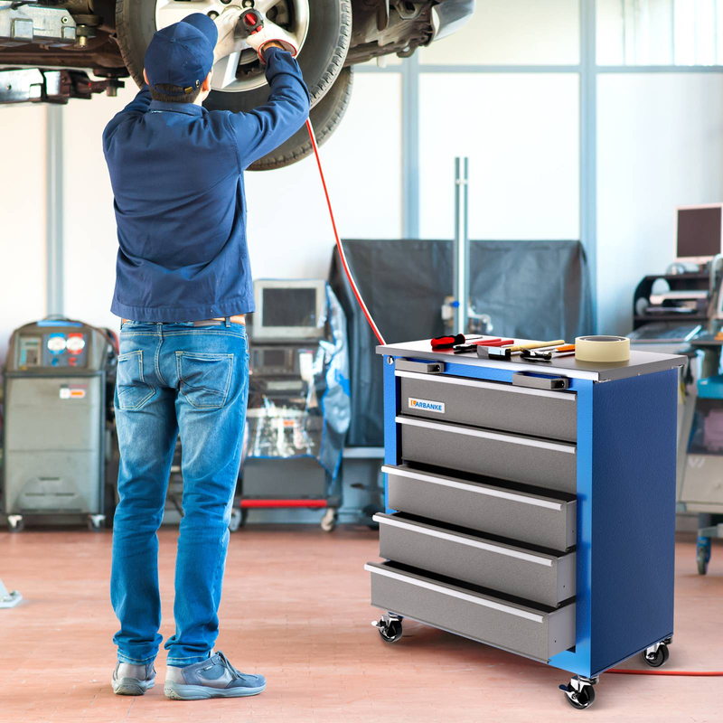 Rolling Tool Chest,5-Drawer Tool Chest On Wheels,Rollin Tool Cabinet With Locking System And Stainless Top_voghion.com