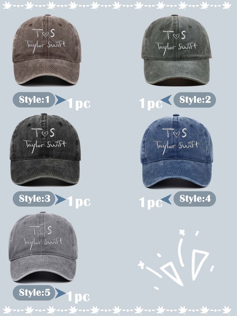 Taylor Swift Baseballkappe, T.S. Bestickte Baseballkappe, europäische und amerikanische gewaschene Retro-Mode_voghion.com