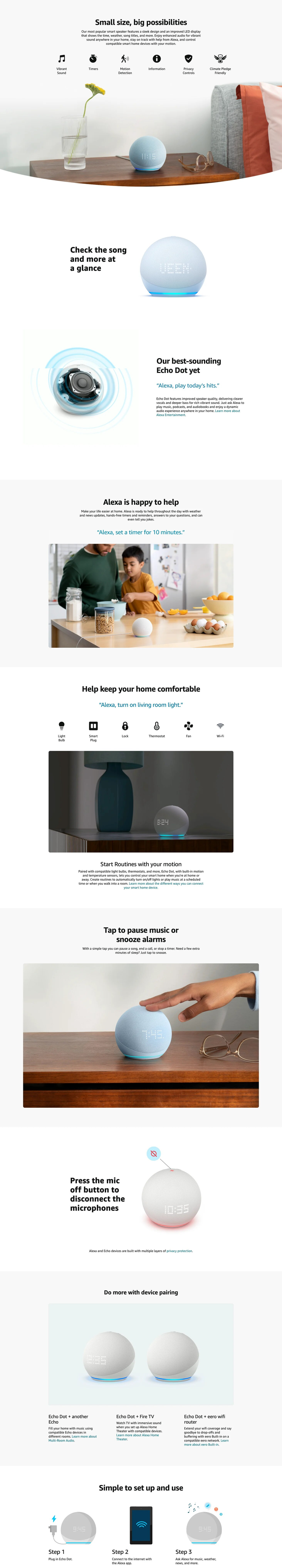Best Seller Echo Dot 5th 4th Generation Smart Speaker With Alexa White_voghion.com