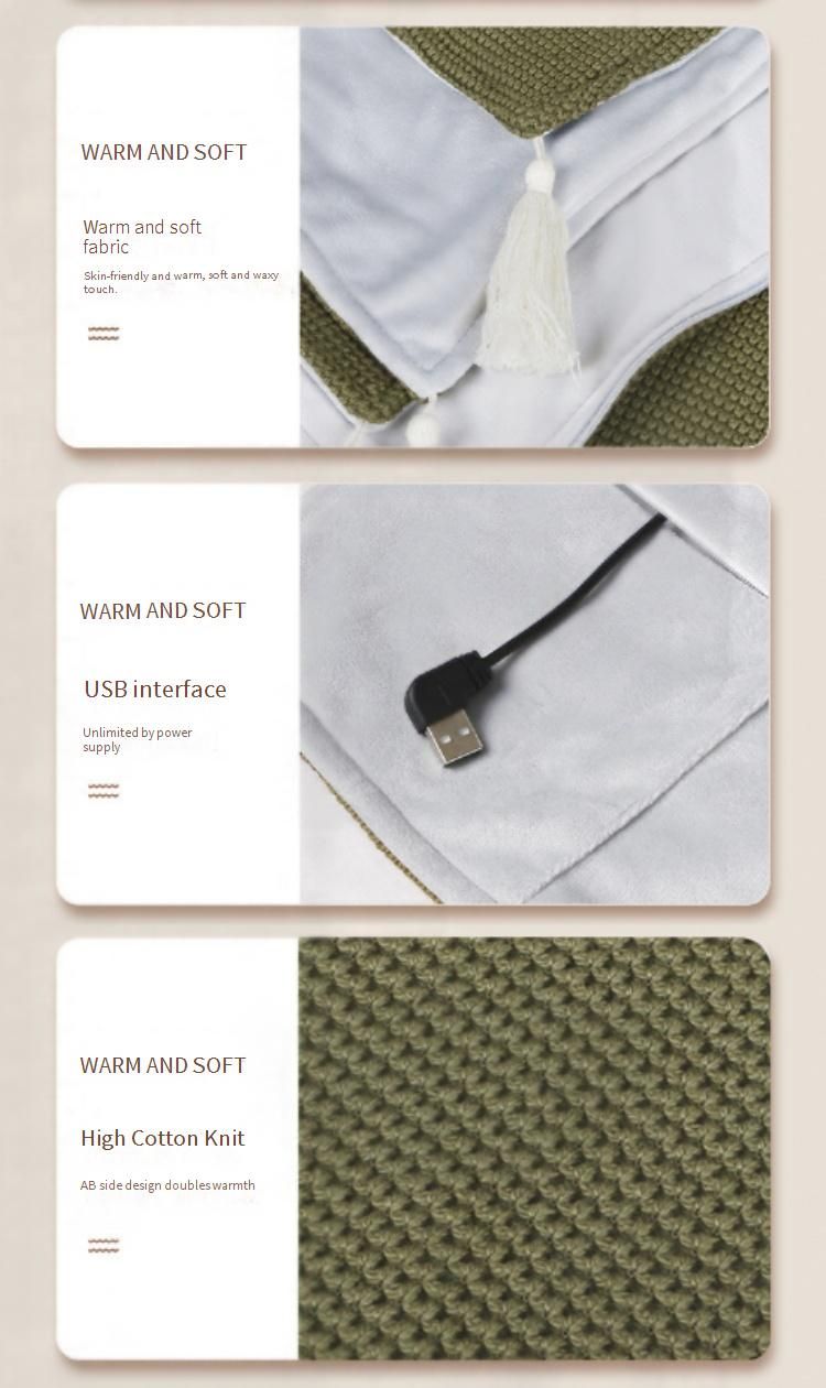 Graphene Heating Wearable Blanket - 5V Electric Heating Wrap For Knees, Waist, Shoulder & Back - Soft Cotton Blanket With 9-Temperature Settings_voghion.com