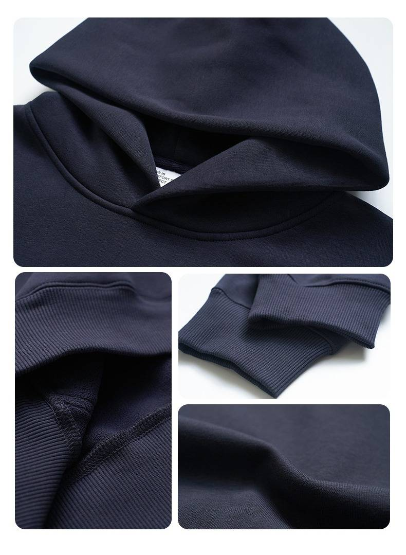 UNF 500G Heavyweight Warm Air Layer Pullover Solid Color Sweatshirt Plus Velvet Thickened Hooded Sweatshirt For Men And Women Autumn And Winter_voghion.com