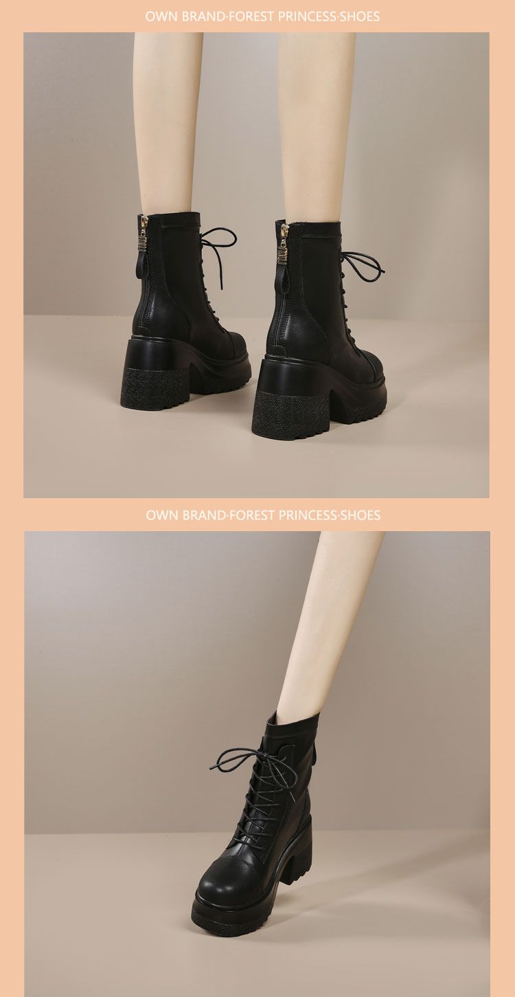 【9.5cm Heel Lift】Women's Faux Fur Martens 25 Winter New Arrival Versatile Thick Soles Mid-Calf Elastic Boots_voghion.com