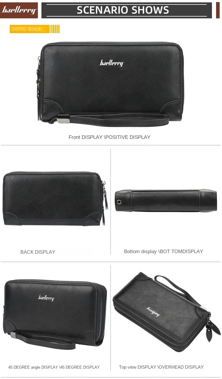 Portemonnee heren/modieuze nieuwe vintage portemonnee met lange clutch/dubbele ritssluiting_voghion.com