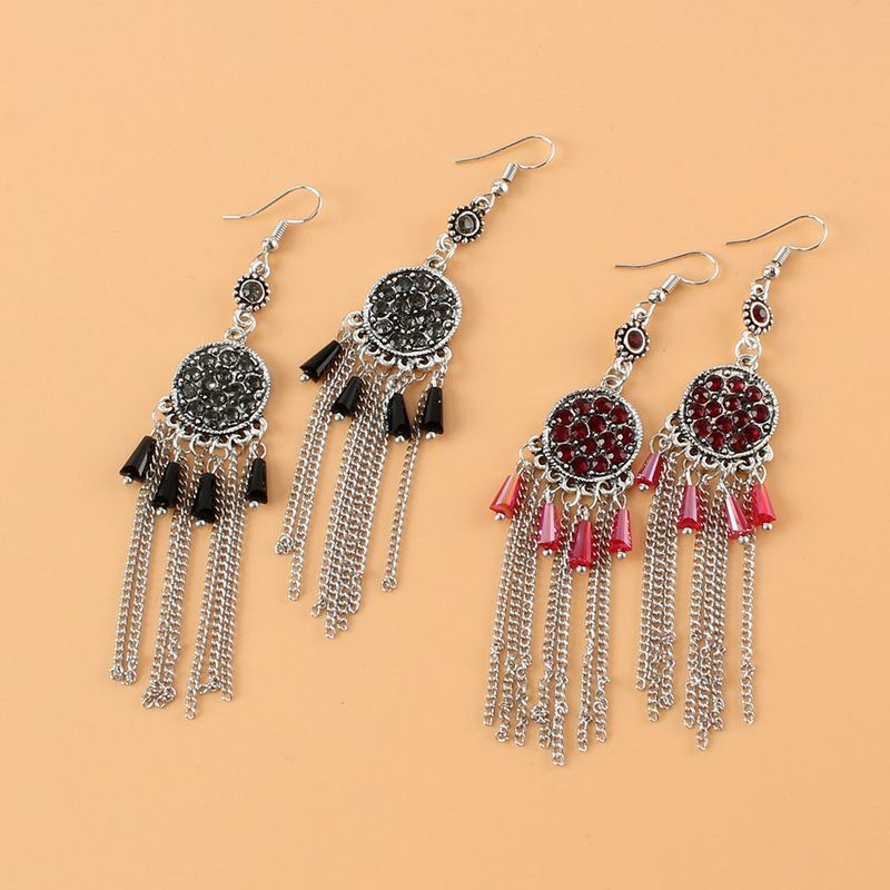 Set di gioielli da donna, orecchini con nappe in lega di diamanti, stile etnico retrò, moda, orecchini alla moda_voghion.com