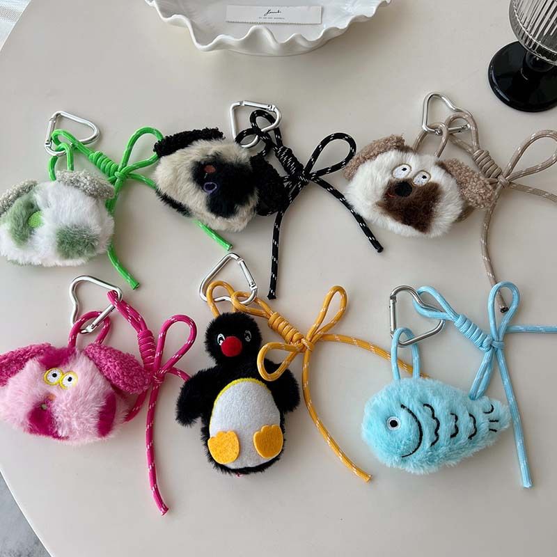 Bag Charms Colorful Plush Spotted Dog Rope Bow Pendant Cute Lanyard Keychain Versatile Bag Pendant_voghion.com
