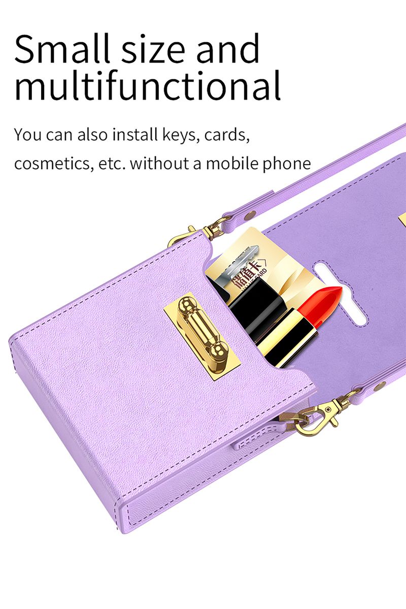 Mini Shoulder For Samsung Galaxy Z Flip 3 4 5G Plain Leather Chain Lanyard Phone Bag With Ultra Thin Ring_voghion.com