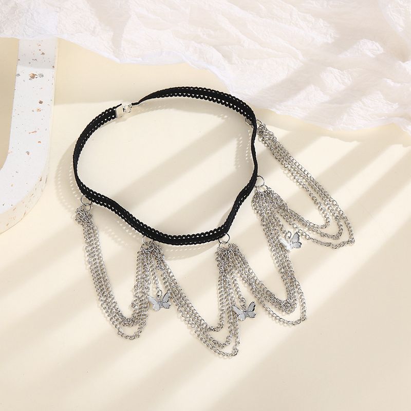 Fascia elastica in pizzo sexy da spiaggia, ciondolo a farfalla, catena multistrato, accessori per le gambe_voghion.com