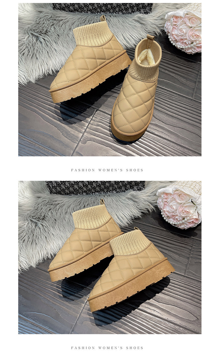 Snow Boots Women S Pineapple Shoes Socks Plus Velvet Thickened Cold Proof Autumn And Winter Cotton To Keep Warm_voghion.com