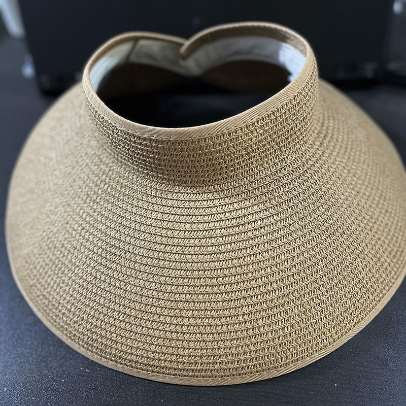 Cappello da spiaggia estivo da donna con tesa larga e protezione solare, in paglia, con ampia circonferenza della testa_voghion.com