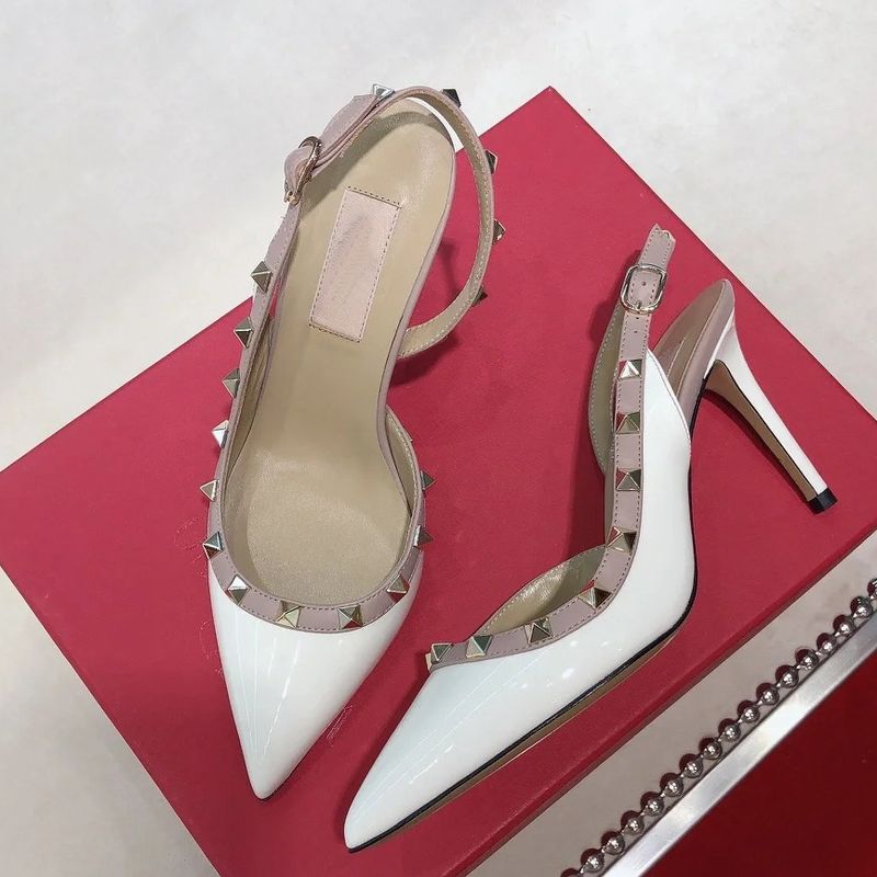 Correctly Labeled V Home Rivet High-Heeled Straight Strap Sandals, Pointed Mid High Leather Thin Heels, Toe Caps,_voghion.com