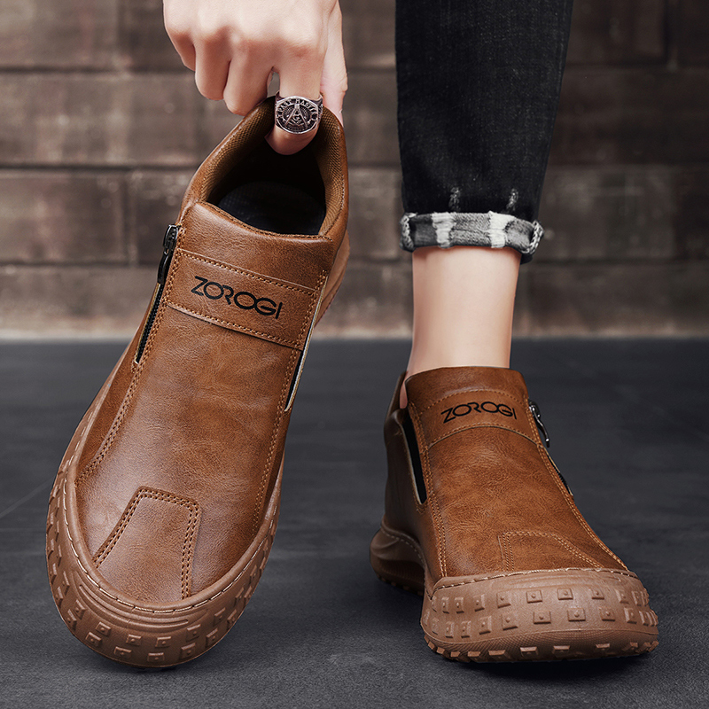 Men's Shoes Mid Top Zip Outdoor Casual Shoes Labour Shoes Driving Shoes Comfortable Slip Ons Shoes_voghion.com