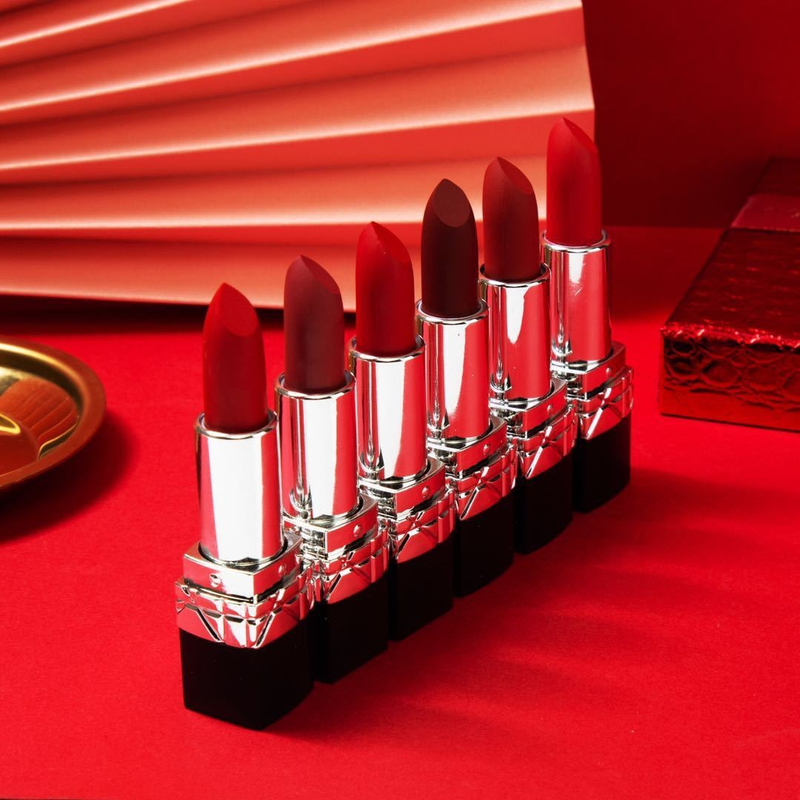 6 kpl Luxury Fashion Velvet Lipstick Pitkäkestoinen Laadukas Huulipuna Naisten Meikki Kosmetiikka_voghion.com